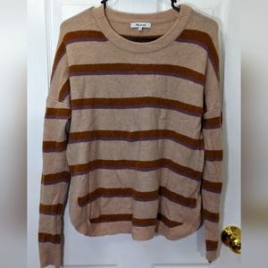Madewell Sweater Alpaca Wool Blend Striped brown pullover sweater - size - S